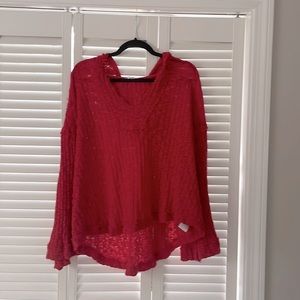 Free People Red Crew Neck Sweater